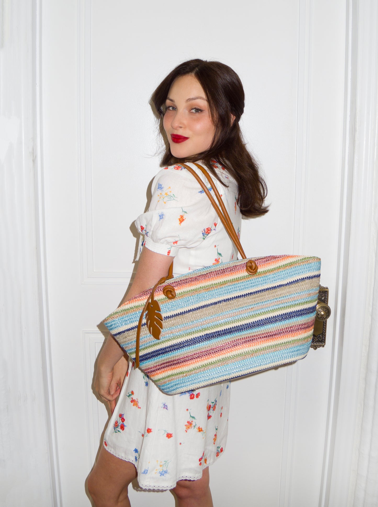 Seabreeze Stripe Raffia Tote