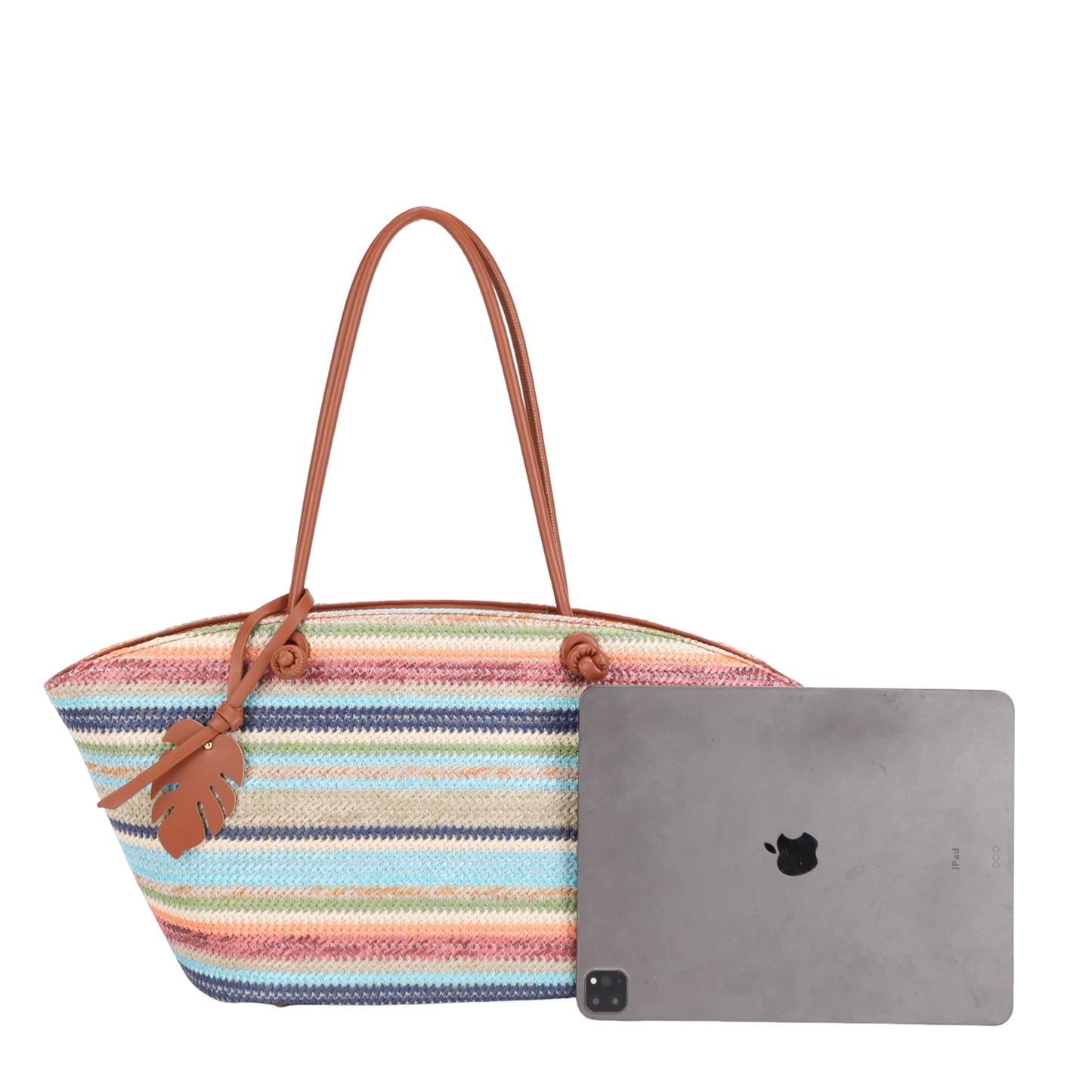 Seabreeze Stripe Raffia Tote