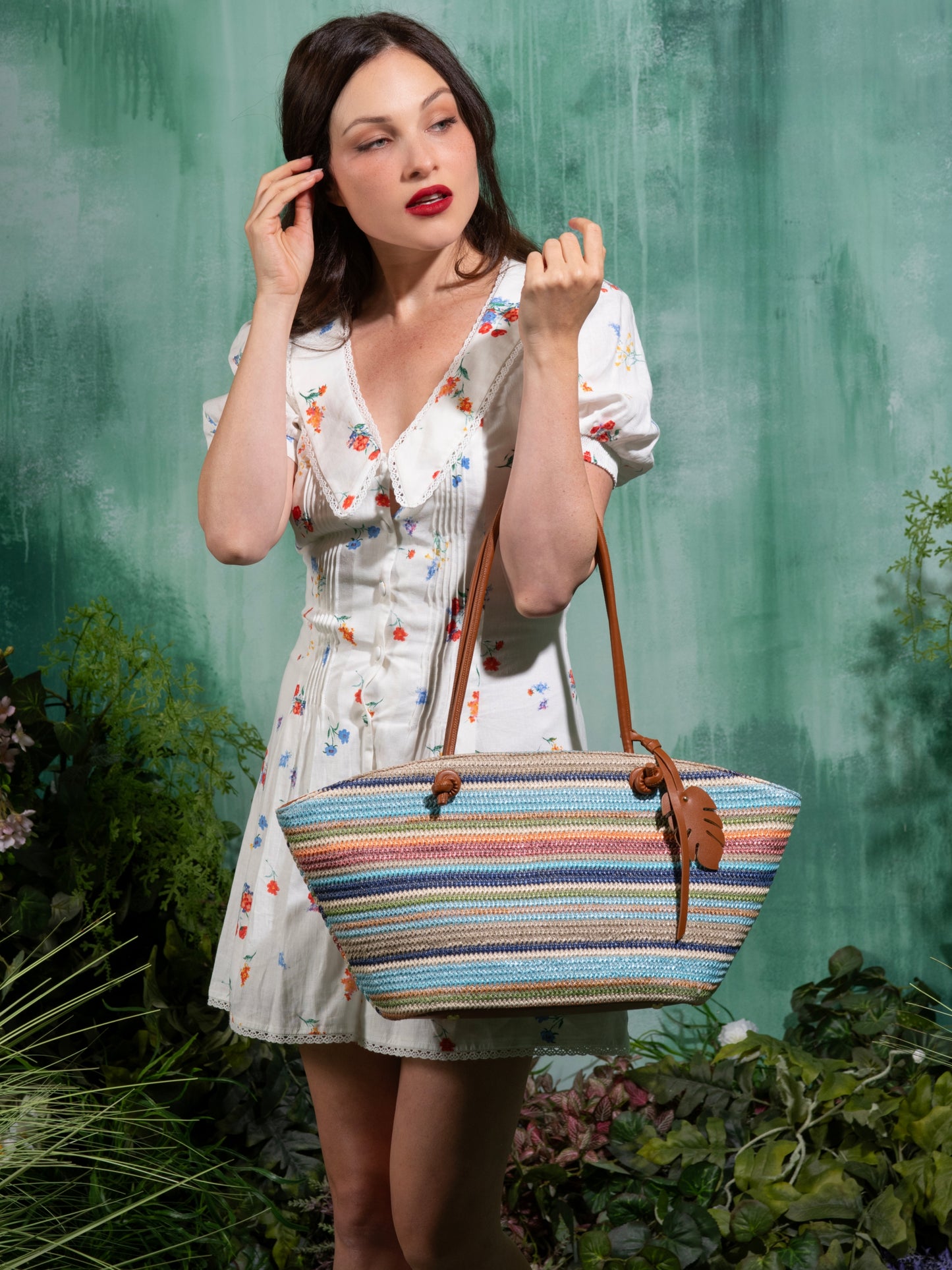 Seabreeze Stripe Raffia Tote